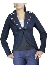 Cut Out Military Blazer Jacket  - Navy
