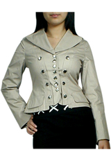 Fitted Lace-Up Corset Military Jacket Blazer